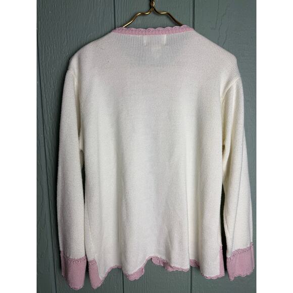 Vintage 90s Pastel Cottagecore Floral Knit Cardigan Women’s Large - Picture 5 of 5